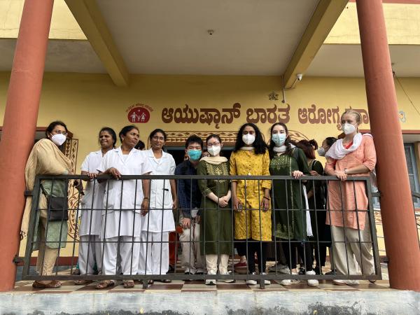 2022 students visiting a primary healthcare clinic in Mysore.